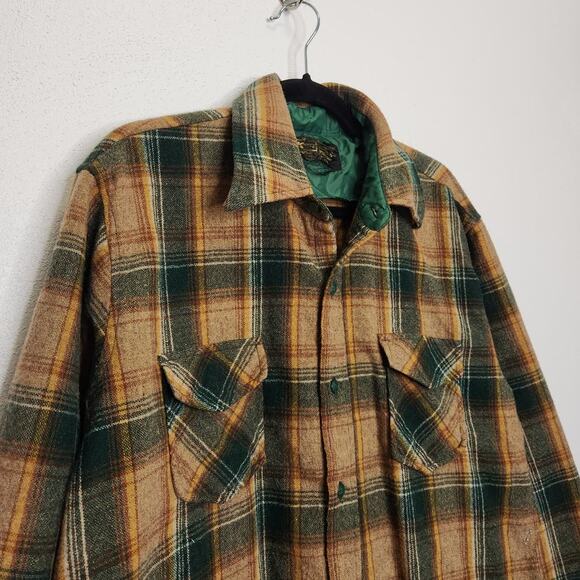 Vintage 70s Wool Button Shirt KMart Large Wool Blend Groovy Rockabilly - Picture 2 of 7